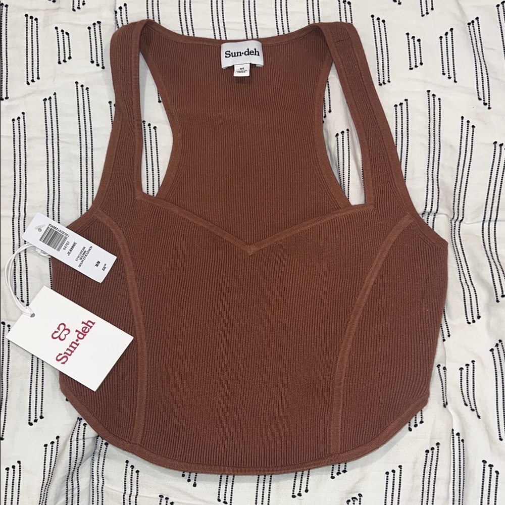 Aritzia Knit Ribbed Crop Sweater Tank Top
